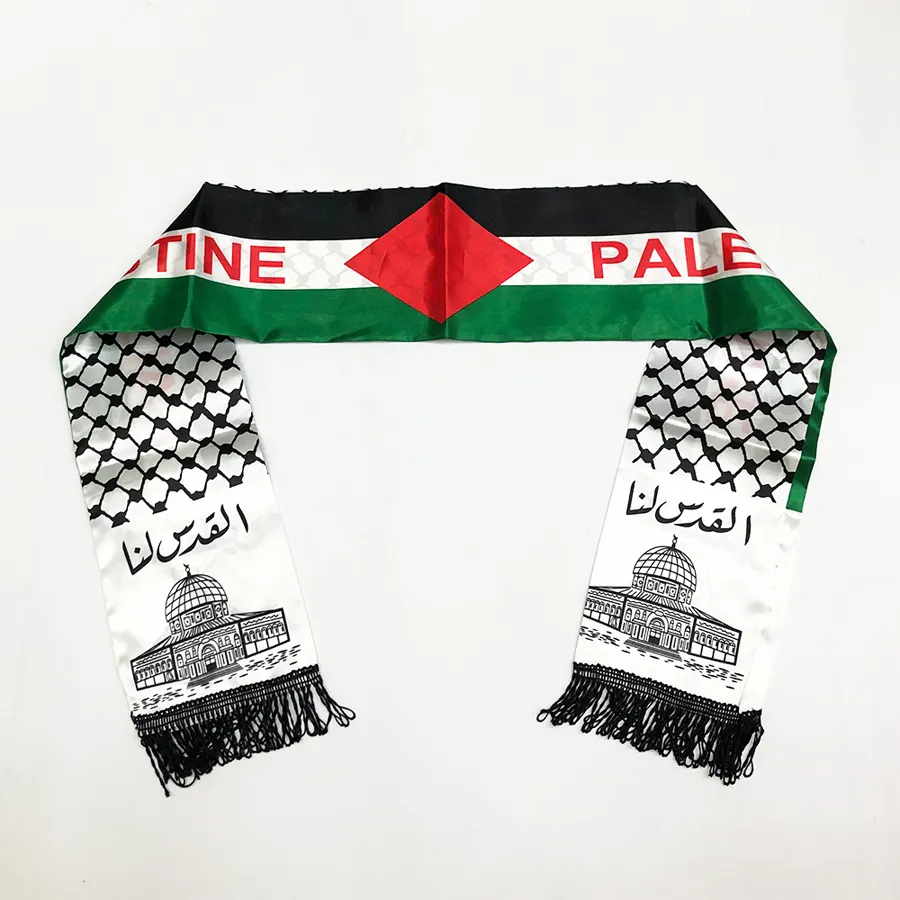 Venda quente Palestina Design Personalizado Impressão Tricô Worldcup Poliéster Futebol Clube Fã Palestina Bandeira Lenço