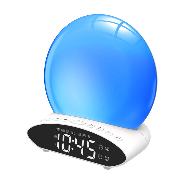 Wall Clock Hight Quality Wake up Light Sunrise 7 Natural Sounds FM Radio Digital Alarm Clock for Kids Heavy Sleepers Bedroom