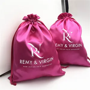 Recyclable Satin Packaging Bags Custom Large Satin Dust Shoe Bag Hair Extension Bundles Wigs Gift Packaging