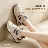 Baskets athlétiques classiques rétro pour femmes, semelle intérieure confortable et souple, semelle antidérapante robuste, chaussures tendance pour les déplacements quotidiens et les tenues décontractées