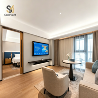 Hotel-Schlafzimmer-Set Hotelmöbel-Fabrik Nachttisch Kommode Hochglanz-Finish Stoffbettgestell Luxus-Resort-Hotel-Schlafzimmer-Set