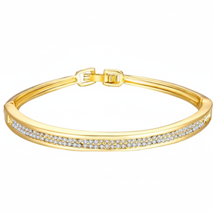 14K Yellow Gold Round Cut Diamond <b>Bangle</b> <b>Bracelet</b> Fashionable <b>Bracelet</b> for Engagement Wedding Anniversary or Party Wear - Product Image 2