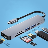 Hub USB3.0 Tipo-C 4K 60Hz PD 60W Metálico Multi-Puerto con Carga y Transferencia de Datos 6 en 1 para Teléfonos Móviles - En Stock