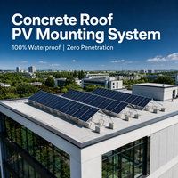 Système de montage solaire lesté non-pénétrant pour toit plat en béton, support de panneau solaire sans perçage, résistant aux vents de 60 m/s+, en promotion