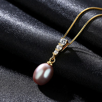 Collar de perlas de agua dulce de plata esterlina 925 chapado en oro de 18 quilates