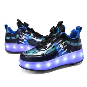Chaussures à roulettes JIAXIN à deux roues pour enfants, chaussures à roulettes rapides pour filles, respirantes, avec lumières LED, recharge USB - Product Image 5