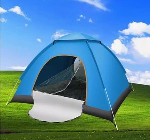 Carpa familiar para 2 personas, impermeable, para exteriores, de apertura rápida automática, con tela de malla gruesa, postes de fibra de vidrio y algodón, para acampar, de Yiwu. - Product Image 3