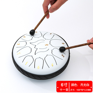 Tambor de mano etéreo de 6 pulgadas, 8 tonos, 11 tonos, <span class=keywords><strong>olvida</strong></span> el polvo/preocupaciones, diseño de flor de loto, acero al carbono, resistente al agua, resistente a <span class=keywords><strong>los</strong></span> golpes - Product Image 2