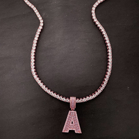 Nuevo Collar con Colgante de Letra Baguette en Oro Rosa, Plata y Rosa, Colgante con Inicial en Color Dorado, Joyería UWIN