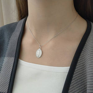 Popular Virgen María imagen Oval de Plata de Ley 925 en forma de COLLAR COLGANTE - Product Image 6