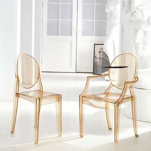 Silla <span class=keywords><strong>de</strong></span> Comedor Moderna <span class=keywords><strong>de</strong></span> Acrílico con Respaldo Redondo, Silla <span class=keywords><strong>de</strong></span> Plástico Transparente/Colorida para Decoración <span class=keywords><strong>de</strong></span> Interiores y Eventos - Product Image 3