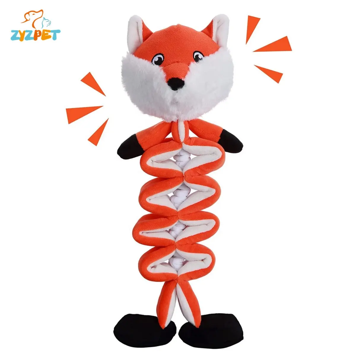 Juguetes de peluche para perros pequeños y medianos, mordedores de felpa duraderos con forma de zorro naranja