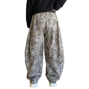 Celana panjang Denim gaya Urban Retro, celana Denim longgar, ukuran besar, bisa dicuci, Vintage, motif macan tutul, celana Denim longgar - Product Image 3
