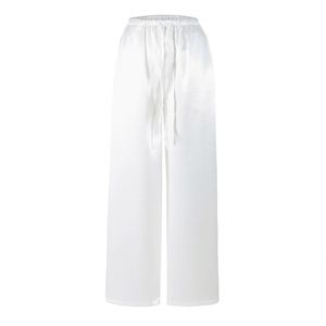 Nouvelle Collection Printemps – Pantalon Long Femme Style Vintage Européen et Américain, Taille Élastique en Satin, Coupe Droite Ample, Jambe Large – Tendance Hot Girl - Product Image 3