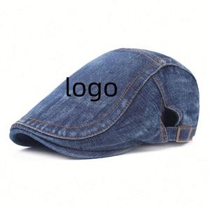 Casquette classique unisexe en jean style gavroche à dessus plat pour la conduite, pour hommes et femmes, usage décontracté, casquette en coton style papa - Product Image 4