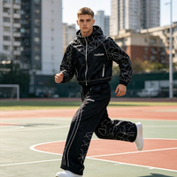 Ensemble de survêtement personnalisé pour homme en nylon, imprimé par sublimation, style streetwear, veste zippée à capuche ample et pantalon de jogging décontracté pour le sport