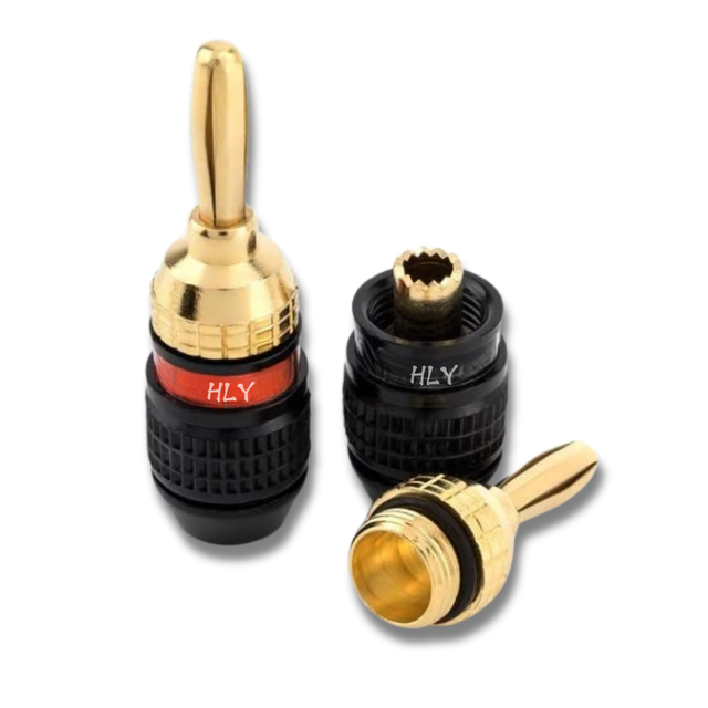 Gold Plated Banana Plug for Speakers Soldering-Free Banana Connectors for Speaker Wire High Quality Adapters & Connectors