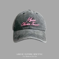 Casquette en jean brodée de lettres en PVC, style baseball, à visière large, effet amincissant pour le visage, pour femme - Printemps/Été, style japonais