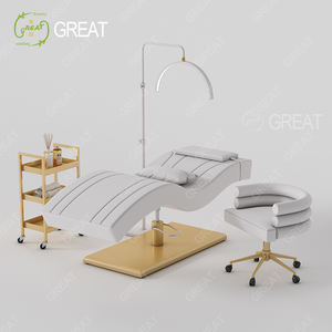 Muebles de salón de alta calidad Juego de cama de salón de cosméticos de Oro Negro Cama de pestañas ajustable en altura moderna de lujo con silla - Product Image 2
