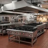 Cuisinière à gaz commerciale robuste à 8 brûleurs en acier inoxydable pour restaurants