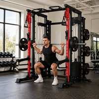 Machine Smith multifonction avec système de croisement de câbles, équipement de gym commercial, rack à squats, banc de musculation, entraîneur fonctionnel