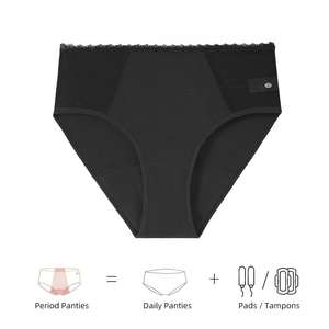 Culotte menstruelle écologique 4 couches biodégradable en chanvre pour femme, taille haute, anti-fuite, durable - Product Image 6