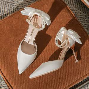 8CM/6CM di seta Chaussures Talon punta Sexy <span class=keywords><strong>tacchi</strong></span> alti bianchi per il matrimonio - Product Image 3