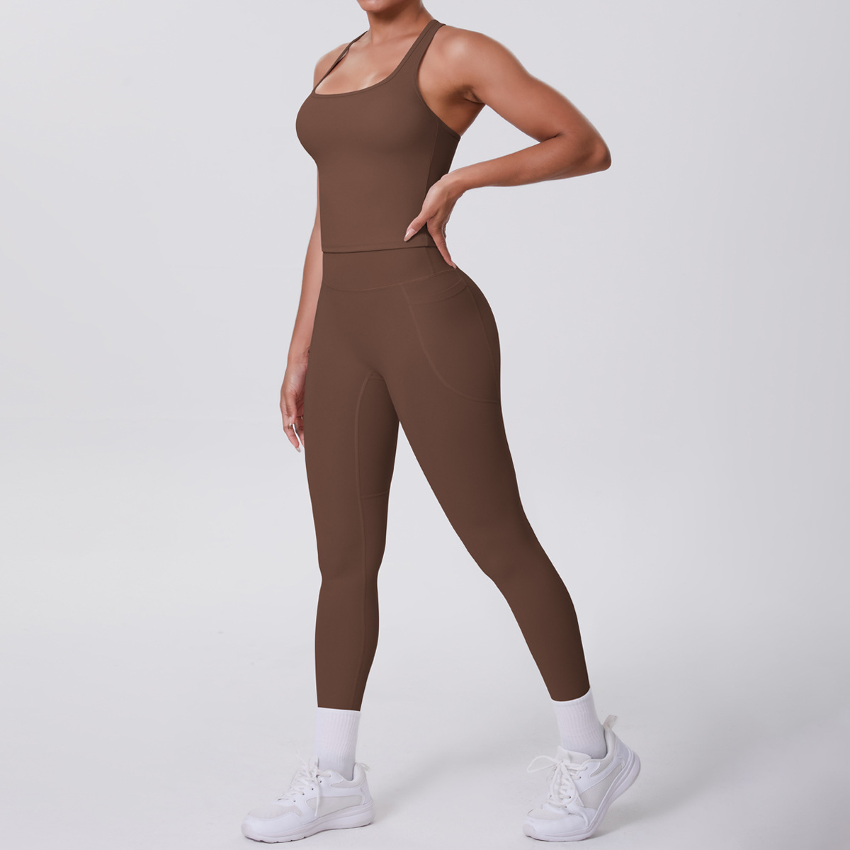 7122 i-vest 7108 ensemble pantalon à poches-châtaigne