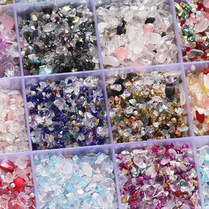 Ensemble de pierres en verre multicolores, 6 compartiments, Bling Bling, accessoires DIY pour nail art, décorations de bijoux colorées à dos plat - Product Image 4