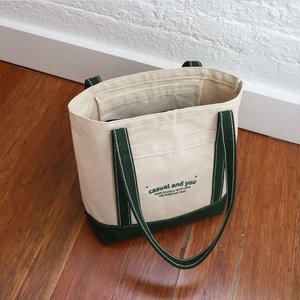 Biểu Tượng Tùy Chỉnh Lớn Lớn Dày Gia Cố Mạnh Mẽ Xử Lý Màu Xanh Lá Cây Bông Vải Quà Tặng Tote Mua Sắm Túi Với Thêu Logo - Product Image 1