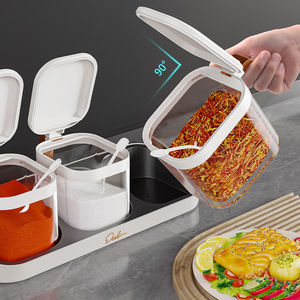 Spice Jar Set Wall Mounted 4 Pack With Spoon For Kitchen Storage Solid Seasonings Flip Top Lid L Size - Product Image 2