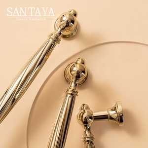Ручки Santaya из цельной латуни с PVD-покрытием под золото, спиральные рифленые ручки-кнопки для ящиков, Т-образные ручки-рейлинги для шкафов и кухонных тумб, одноточечные роскошные ручки-кнопки - Product Image 4