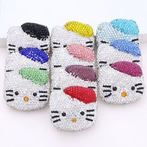 Lớn Bling kim cương sang trọng thiết kế đầy đủ cơ thể mèo váy Kitty rác điện thoại trường hợp trang trí quyến rũ Kawaii phẳng trở lại DIY Thủ công mỹ nghệ - Product Image 2