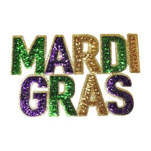 Mardi Gras King cake ปักลาย Nola Orleans Fleur de Lis Patch sequin Glitter twill Fabric shirt with Hat usage - Product Image 1