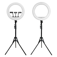 Kit Lampu Tripod 18-inci dengan Tas, Lampu LED Studio Video yang Dapat Diredupkan, Lampu Cincin Flash untuk Fotografi Selfie