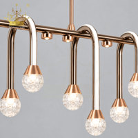 Lustre linéaire moderne de luxe en verre, finition or rose, suspension contemporaine en métal pour salle à manger, bureau, restaurant, hôtel