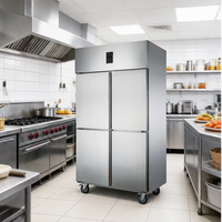 Vitrine Réfrigérée Commerciale Verticale Grande Capacité Quatre Portes en Acier Inoxydable avec Dégivrage Automatique – Nouveauté !