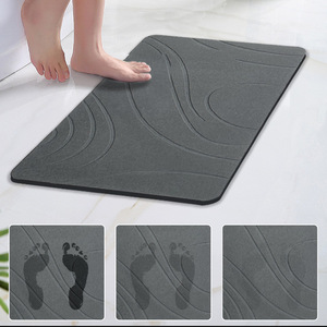 Alfombra de baño de tierra diatomeas, rectangular, con diseño de ondas, absorbente, antideslizante, para baño, inodoro, diseño minimalista - Product Image 1
