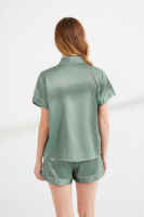 FUNG 3034 Ensembles de pyjamas de mariée de luxe en satin grande taille à manches courtes pour l'été, 80% polyester et 20% élasthanne, lisses, vente en gros