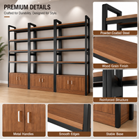 Étagère de présentation en bois avec cadre métallique noir, meuble de rangement à 5 niveaux, bibliothèque de vente au détail, présentoir mural, organisateur de meubles