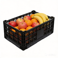 Caisse en plastique ventilée pour l'agriculture, pliable et empilable, idéale pour les fruits et légumes en supermarché