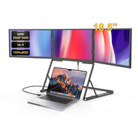 Écran portable pour ordinateur portable 18,5 pouces, extension d'écran quadruple, entièrement en aluminium, QHD 2560*1440 HDR IPS USB-C, compatible avec les ordinateurs portables de 11 à 18 pouces