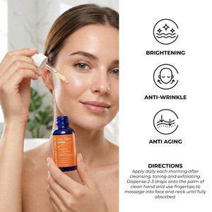 Suero Facial Coreano OEM ODM con 20% de <span class=keywords><strong>Vitamina</strong></span> <span class=keywords><strong>C</strong></span> y Ácido Hialurónico + Ácido Ferúlico <span class=keywords><strong>CE</strong></span>, Potente Antienvejecimiento, Antiarrugas y Blanqueador - Product Image 6