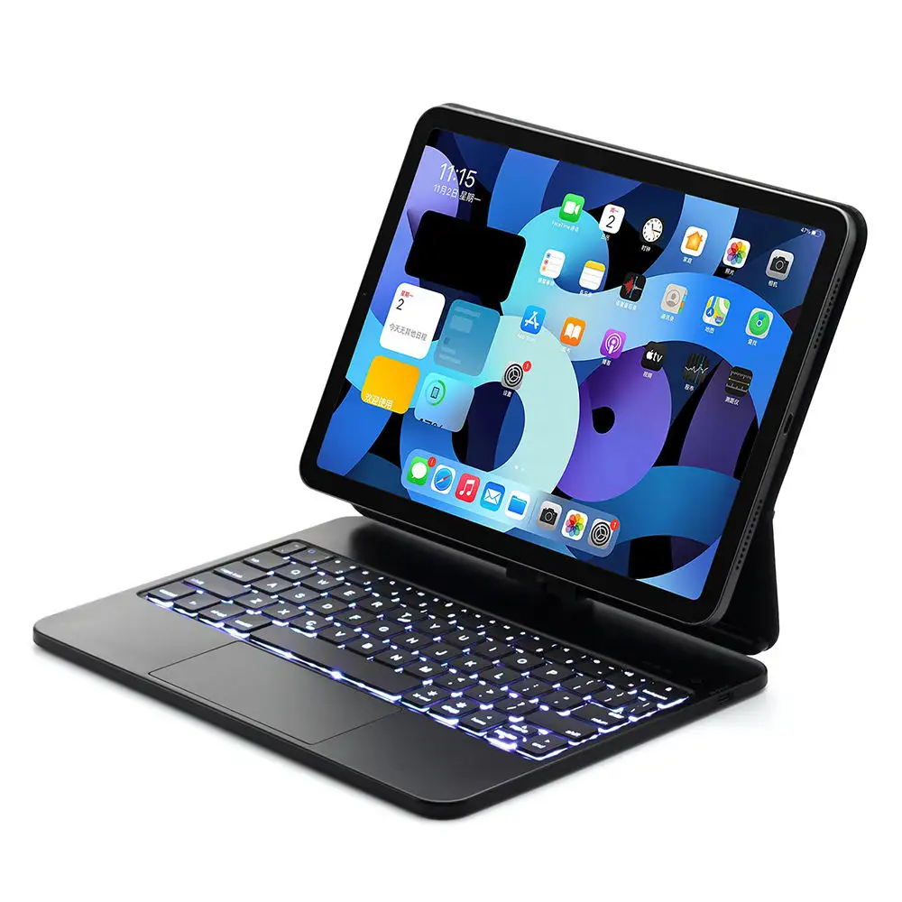 Wireless Keyboard with Trackpad 360 Degree PU Leather Casing for iPad Pro 11 Keyboard Case for iPad with Magic Keyboard