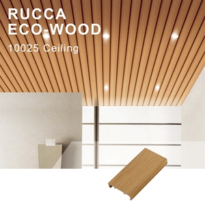 Foshan Ruccawood Intérieur WPC Décoratif Suspendu <span class=keywords><strong>PVC</strong></span> Panneau de <span class=keywords><strong>Plafond</strong></span> 100*25mm Bande Étanche pour Salon/Salle de Bains Design - Product Image 5
