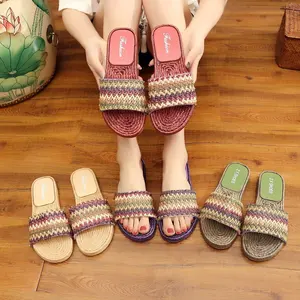 Sandal Selop Anyaman Rumput Wanita, Sandal Selop Desain Terbaru, Sandal Tali Jerami