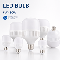 Ampoule LED SMD en plastique AC en gros, 5W, 10W, 15W, 20W, 30W, 40W, 50W, 60W, E27, B22, pour jardin, intérieur, entrepôt, maison, bureau, certifiée CE