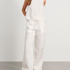 Conjunto de Vestido de Verano de Lino de 2 Piezas para Mujer, Venta Caliente OEM 2025, Top Casual sin Mangas y Falda Maxi Escalonada con Patrón Liso - Product Image 1