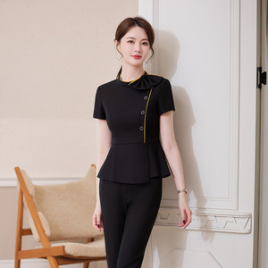 Foot Bath Technician Work Uniform Women Summer Thin Breathable Polyester Trousers Three Quarter Sleeve Elegant Workwear - Product Image 3