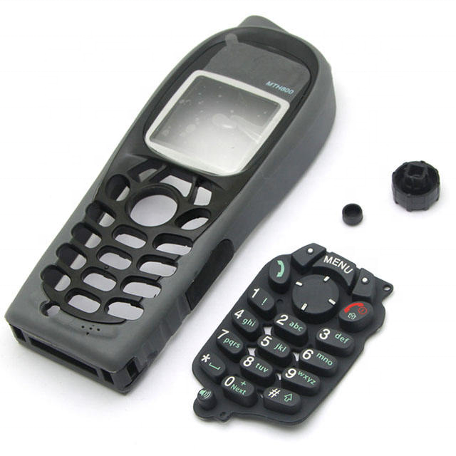Black Walkie-Talkie Replaceable Parts Enclosure, Full Keyboard Kit for Motorola MTH800 Two-Way Radio Repair.